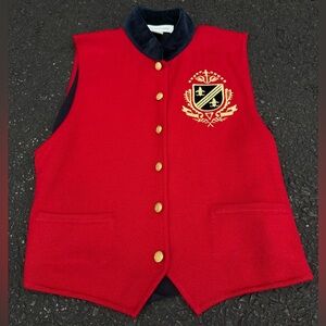 Jones New York Vintage Red Button Down Vest Classy Casual Wool Mix Preppy S/M‎